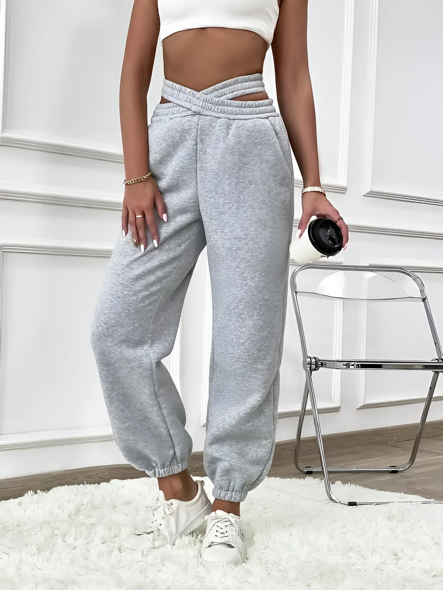 Daniela | Elegant enfärgad stickad joggingbyxa