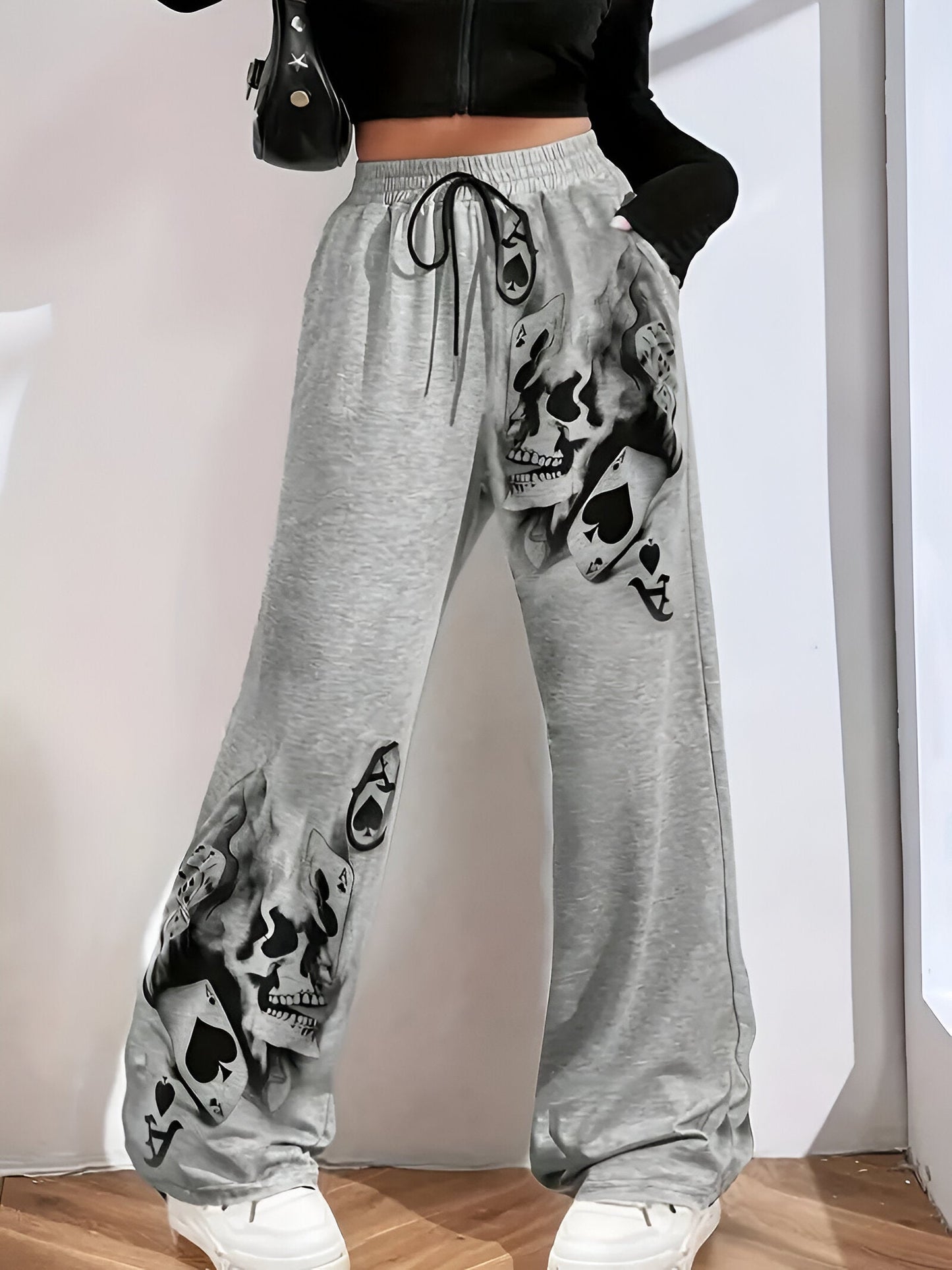 Hanne | Casual vida byxor med ink smoke-mönster