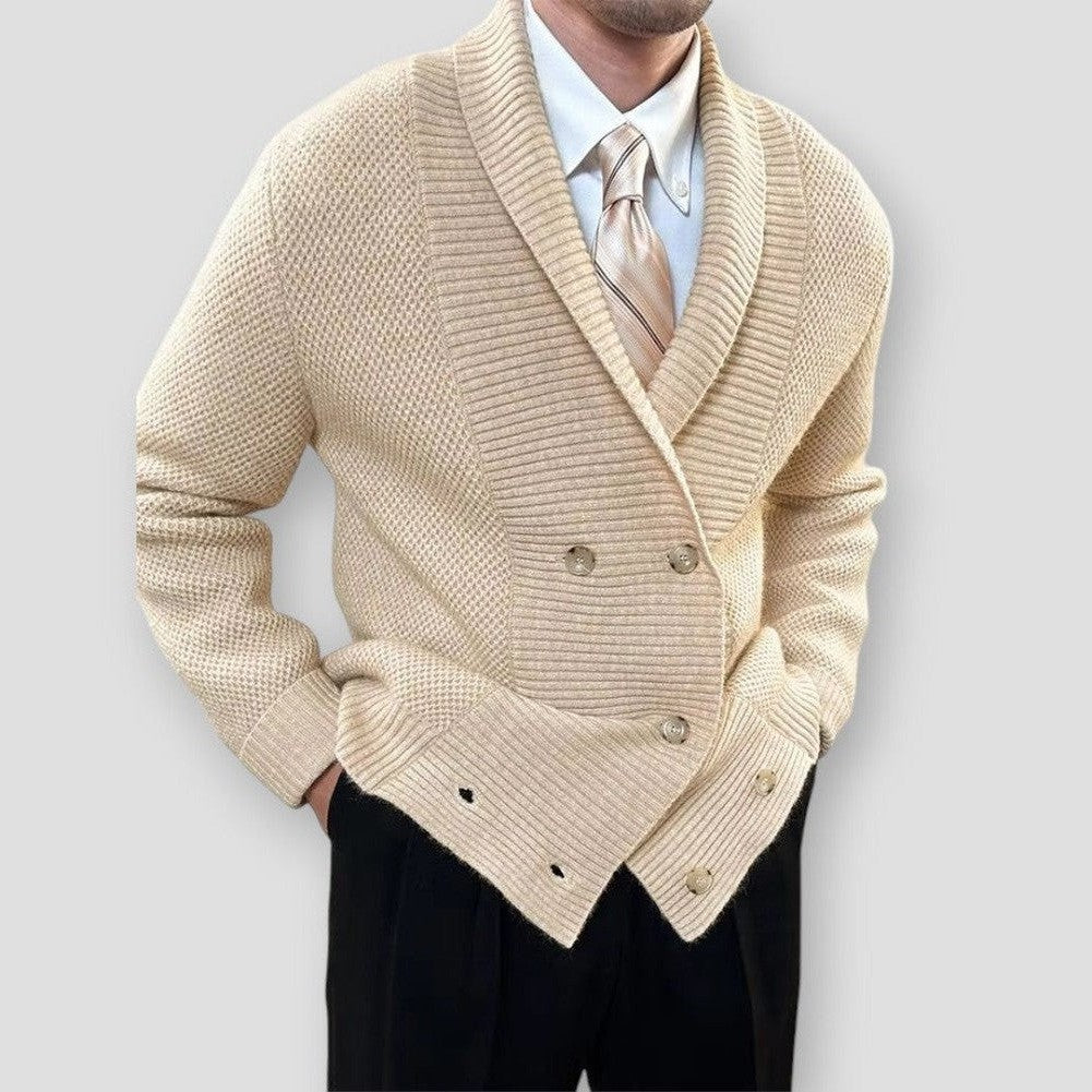 Bengt | Elegant dubbelknäppt stickad cardigan för herr