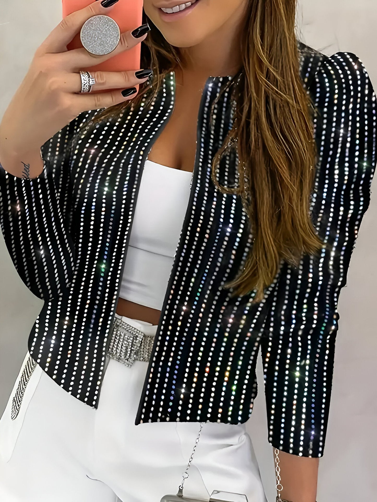 Eva | Lyxig jacka med skimrande paljetter