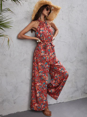 Hattie - Blommig jumpsuit med halterneck