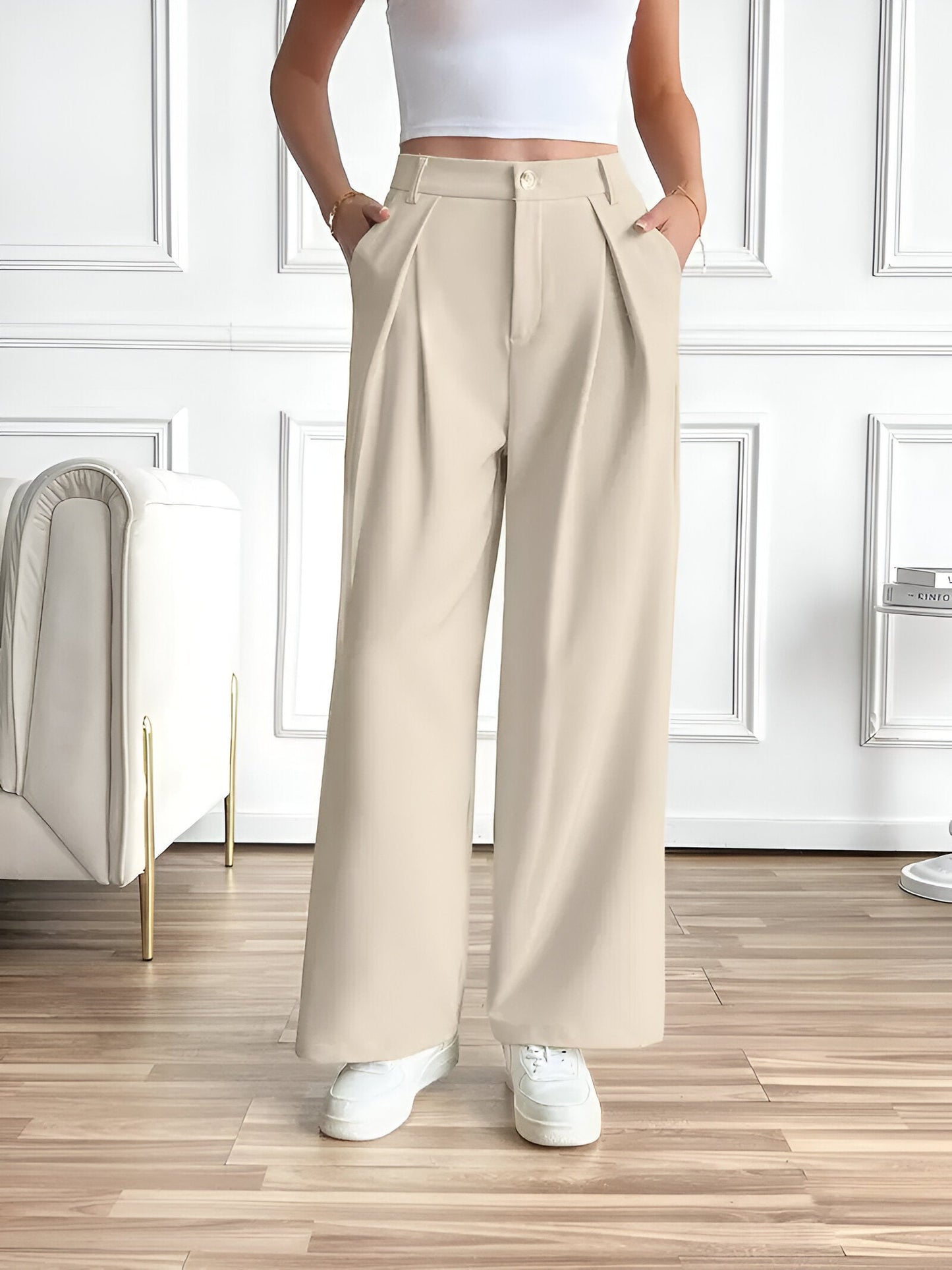 Edeltraud | Elegant byxa med raka ben, veck och fickor