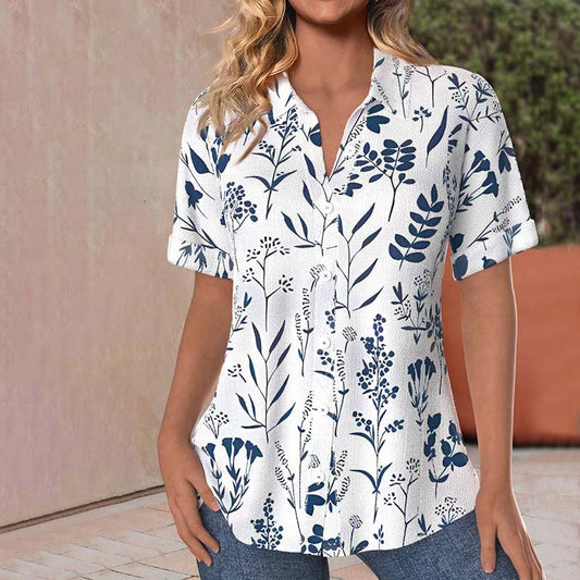 Erik | Casual blus med bladtryck
