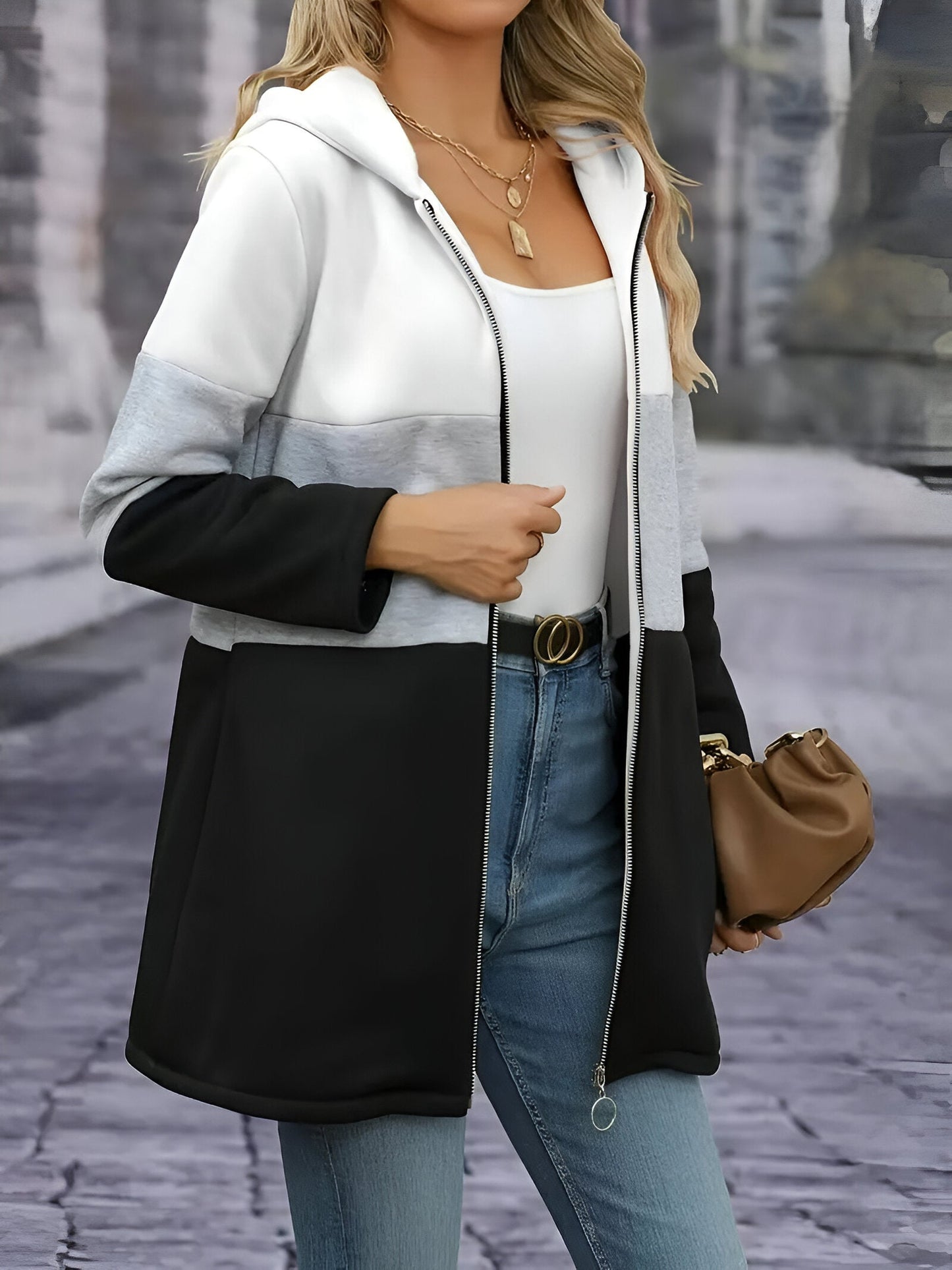 Franziska | Colour Block jacka med huva