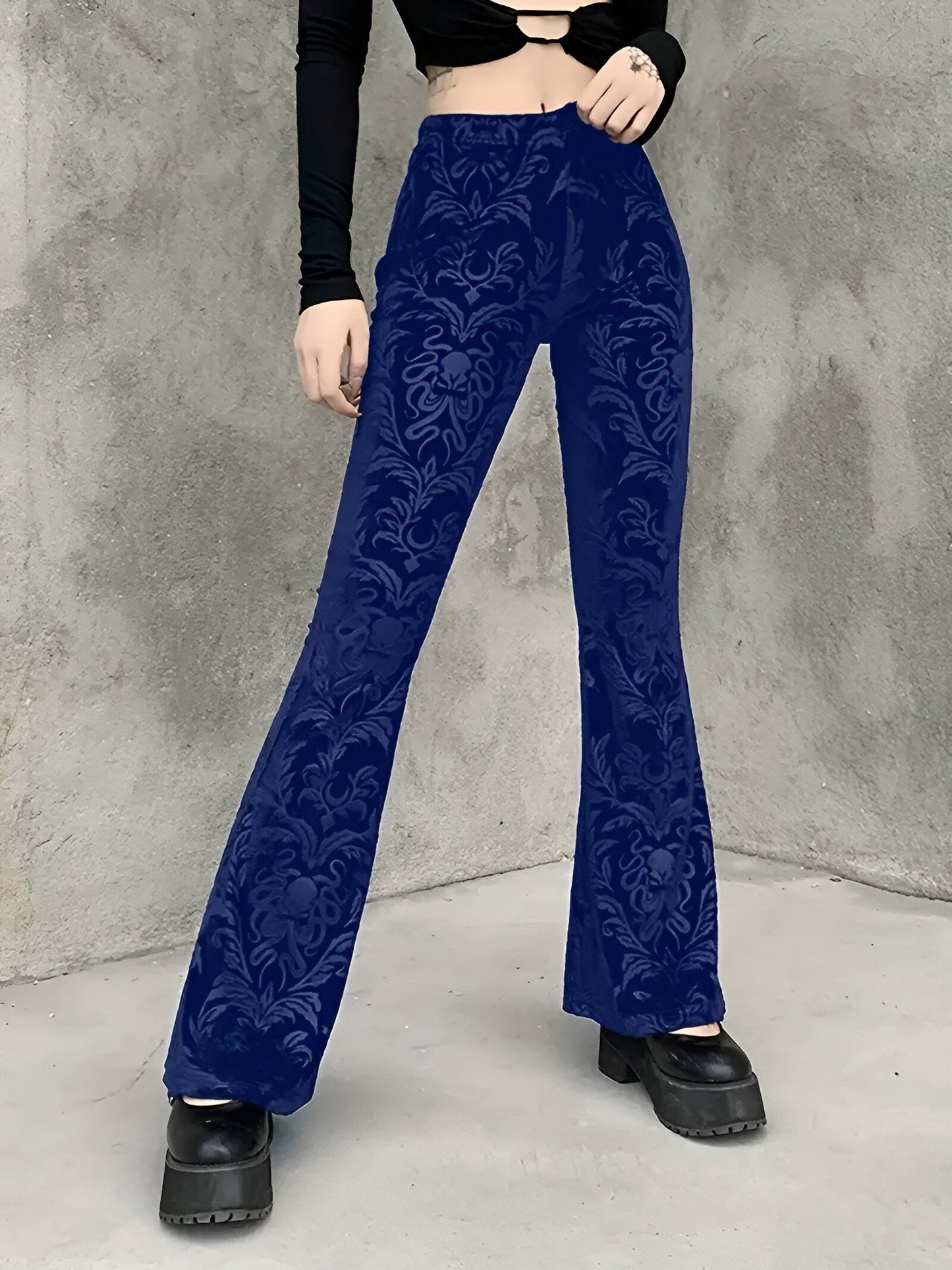 Bianca | Elegant gothisk blommig utsvängd byxa