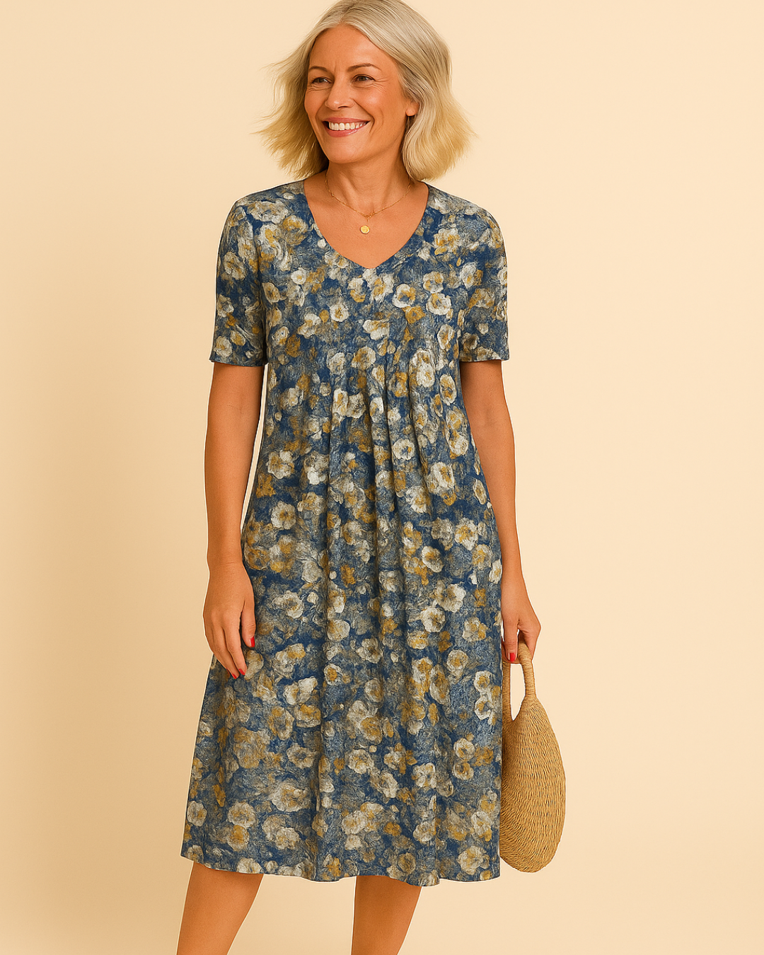 Alva | Stilfull Blommig Klänning Med Fickor