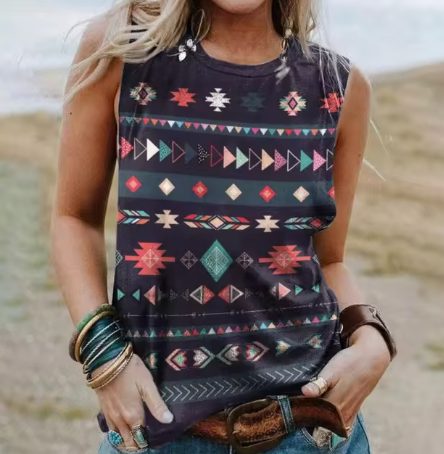 Aiza - Geometri 3d-tryck västerländska linnen i etnisk sti