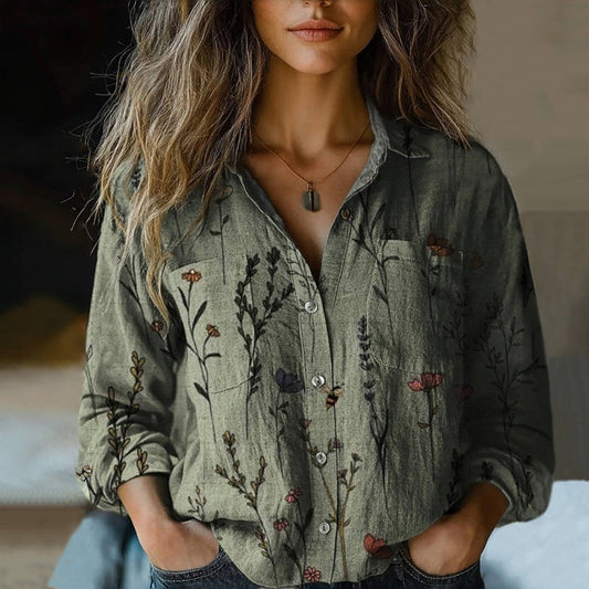 Anna | Vintage blus med blommönster