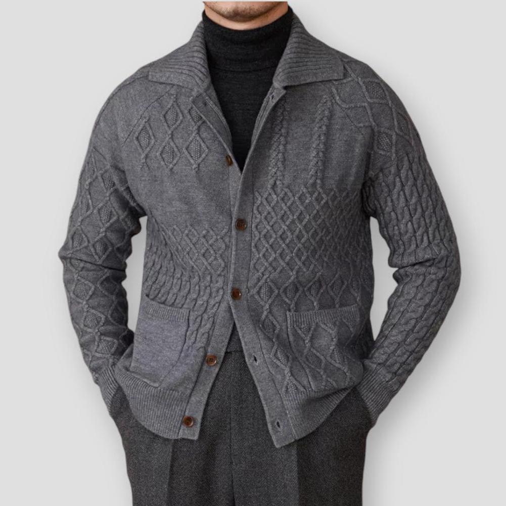 Lars | Klassisk Flätstickad Cardigan för Män