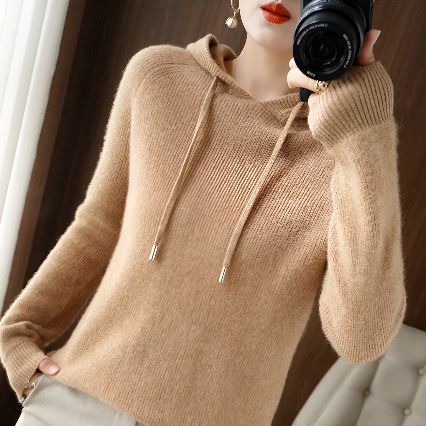 Sina | Mysig kappa med huva och tröja i kashmir- och ullblandning