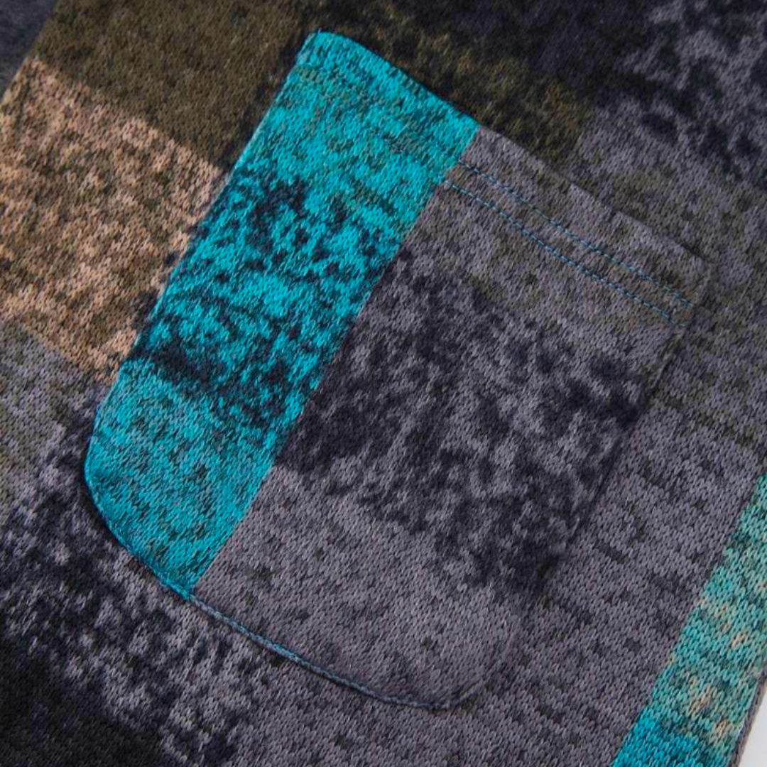 Cara | Stilren Flerfärgad Rutmönstrad Cardigan med Huva