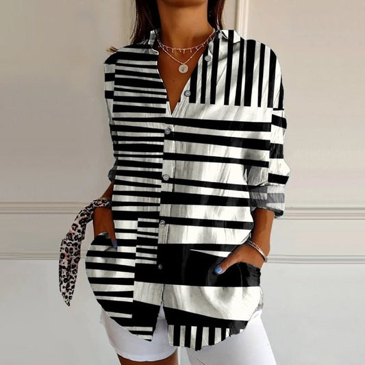Ines | Avslappnad randig blus