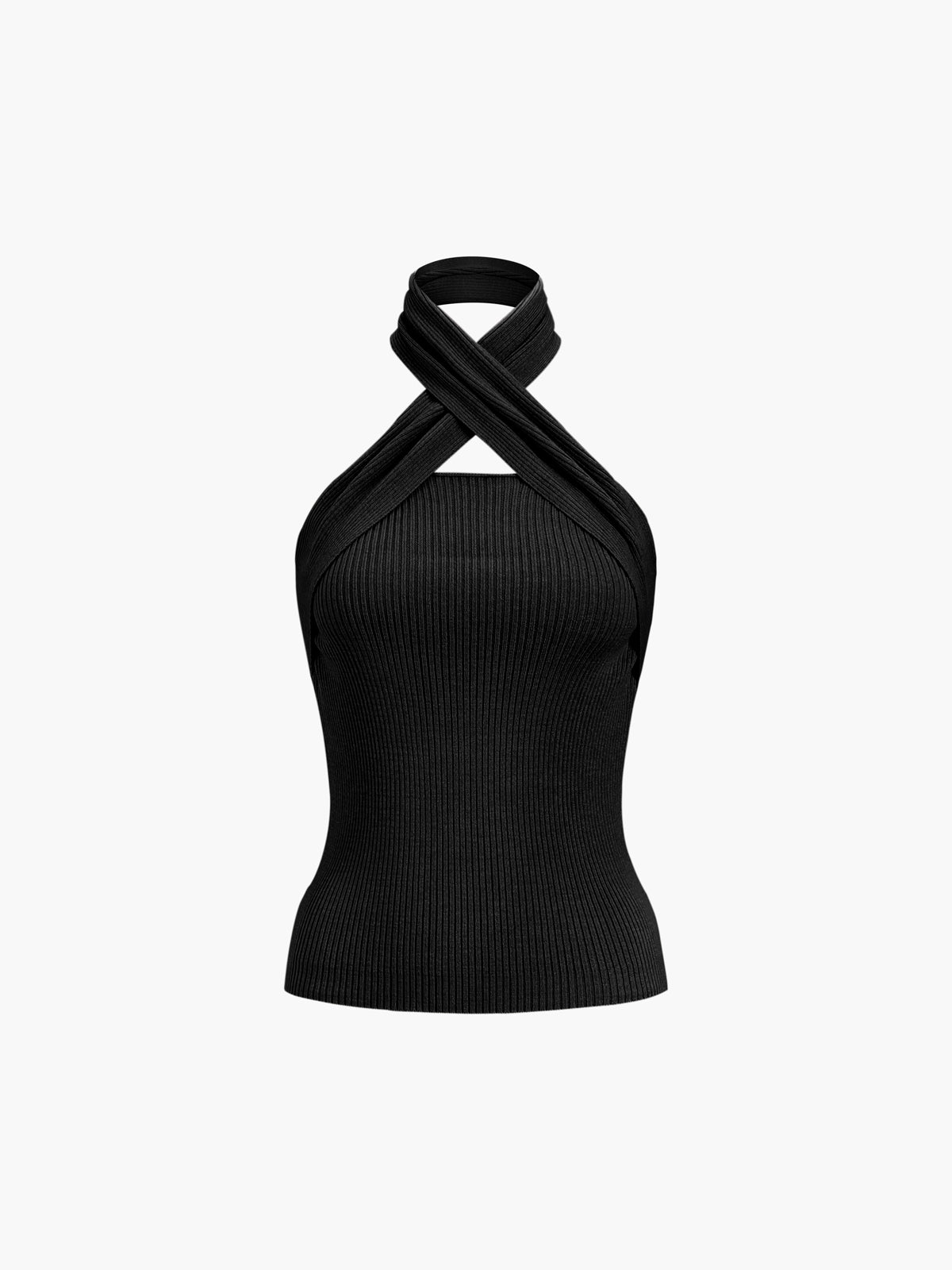 Vera | Halterneck Ribbstickad Topp