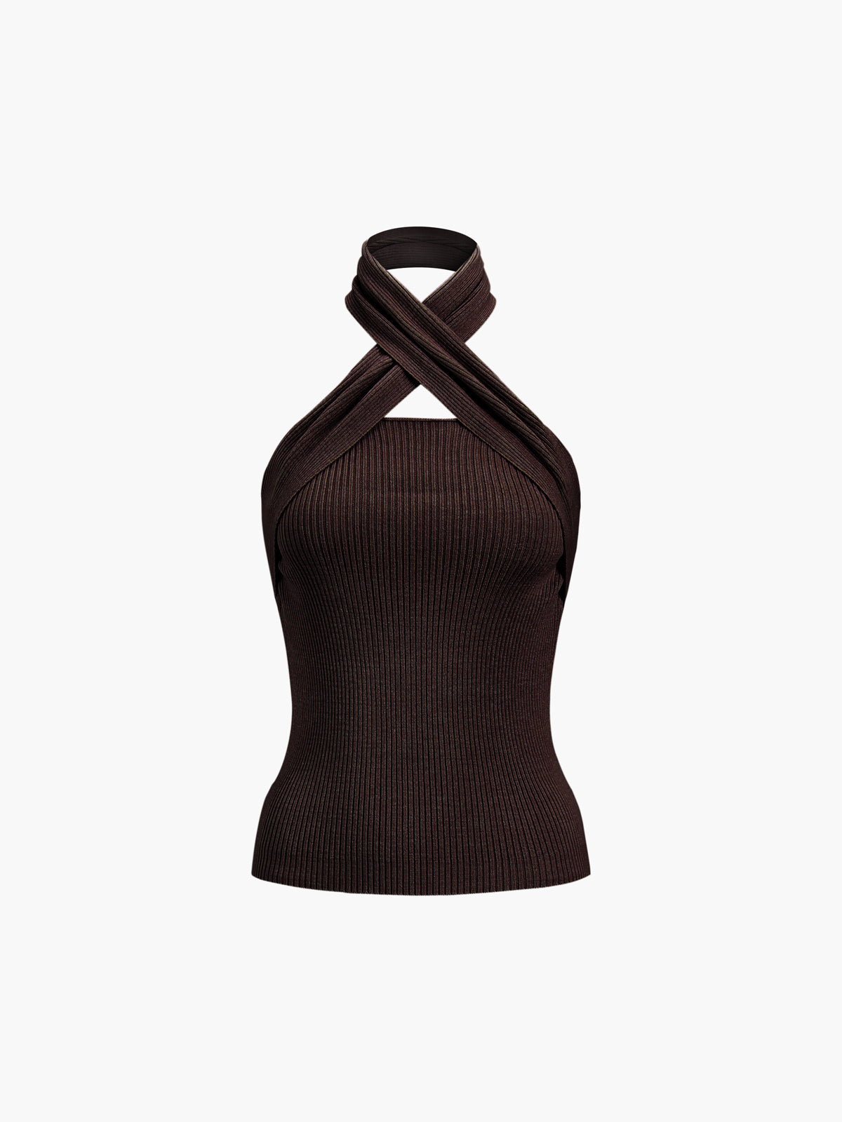 Vera | Halterneck Ribbstickad Topp