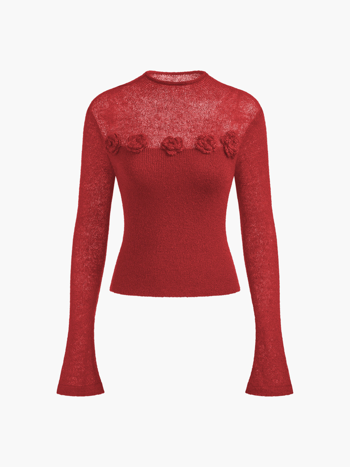 Lilly | Stickad Topp med 3D-Blommönster