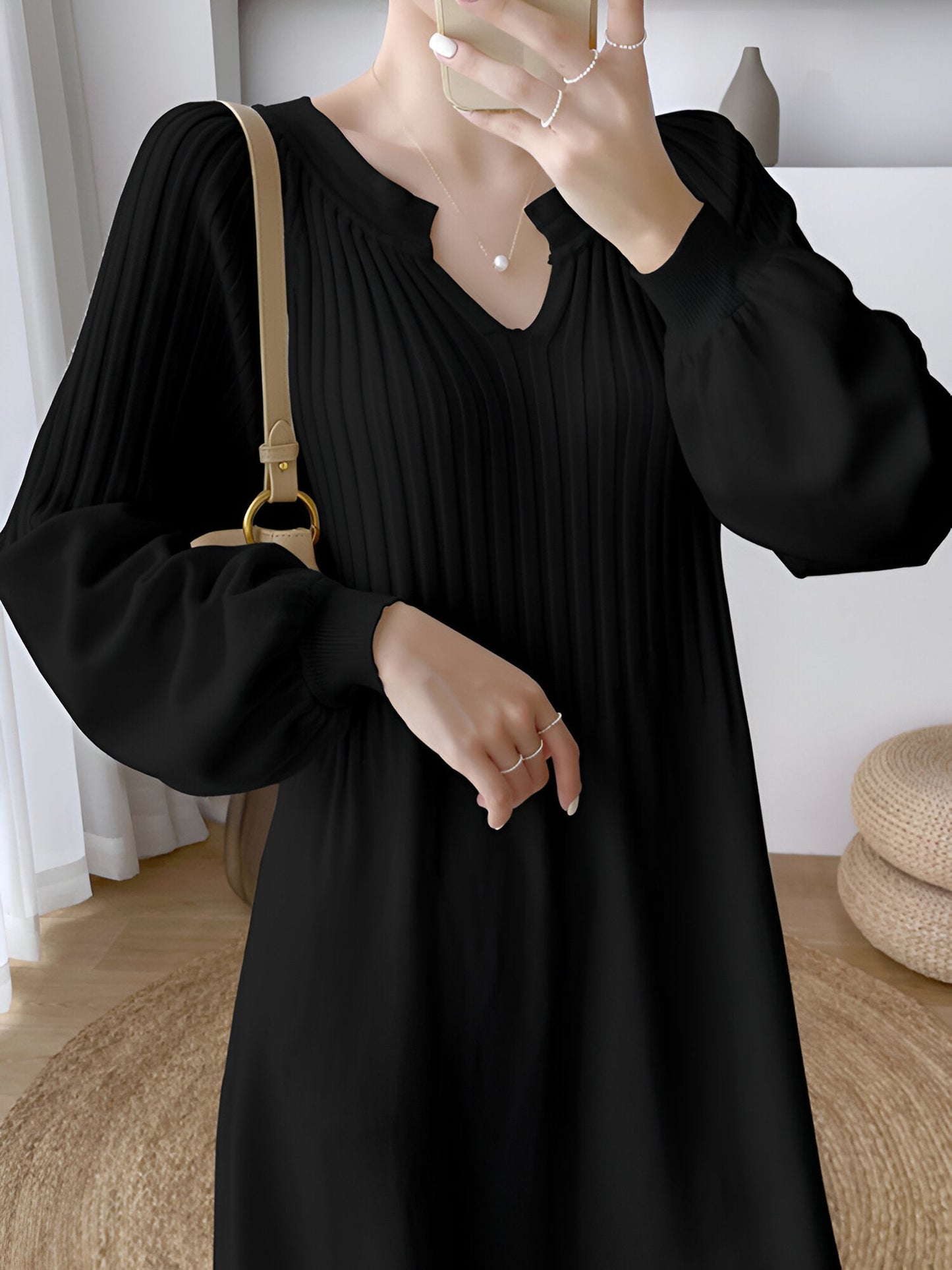 Angelika |Bekväm elegans: enkelt stickad klänning för höst & vinte