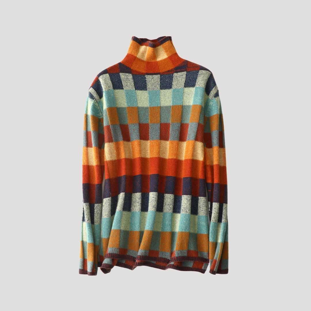 Ingrid | Mönstrad Överdimensionerad Rullhals Jumper