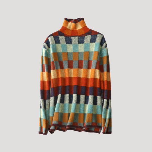 Ingrid | Mönstrad Överdimensionerad Rullhals Jumper