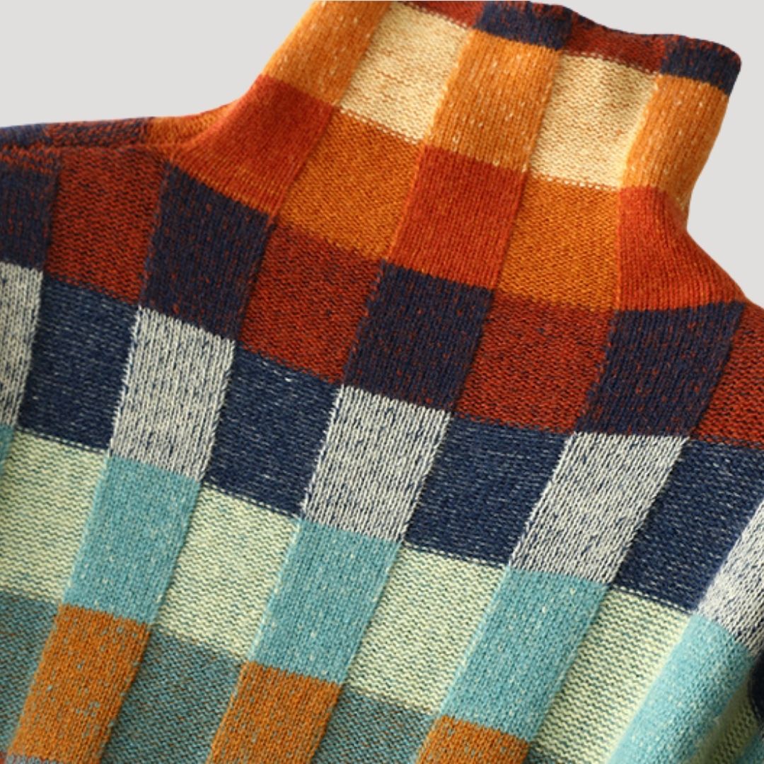 Ingrid | Mönstrad Överdimensionerad Rullhals Jumper
