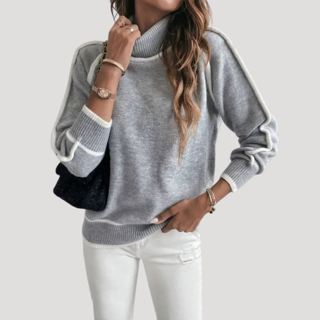 Mila | Stickad Högkrage Vintertröja Mjuk och Varm