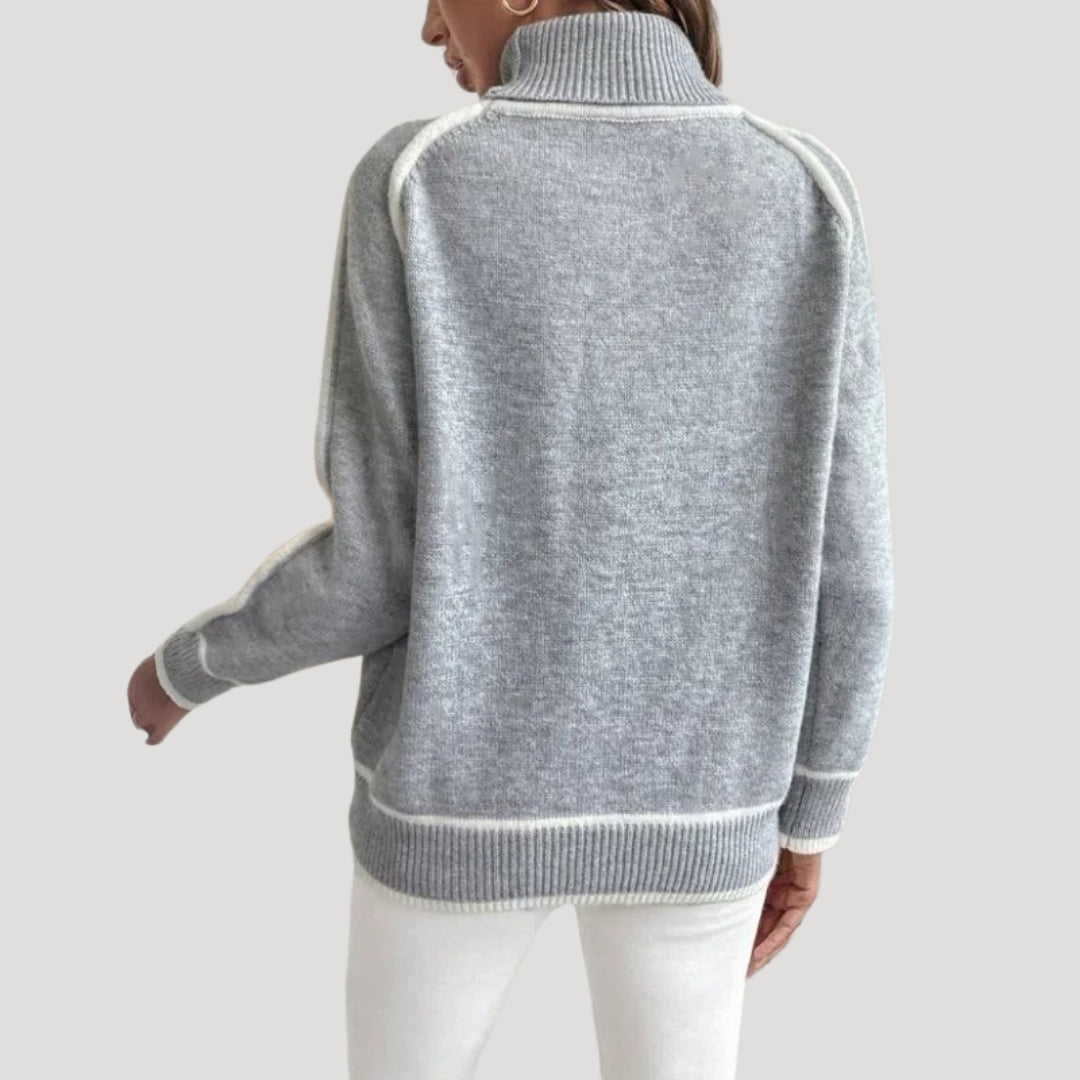 Mila | Stickad Högkrage Vintertröja Mjuk och Varm