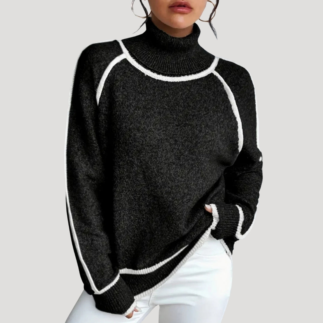 Mila | Stickad Högkrage Vintertröja Mjuk och Varm