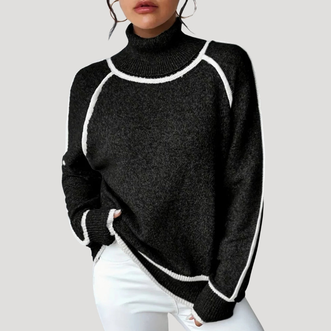 Mila | Stickad Högkrage Vintertröja Mjuk och Varm
