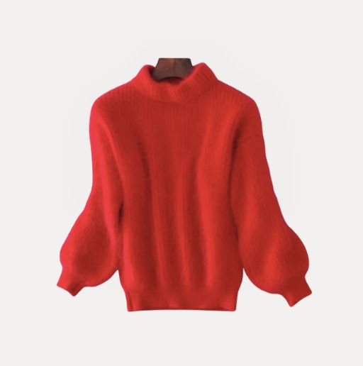 Yibna | Löst stickad enfärgad tröja – vintage angoratröja
