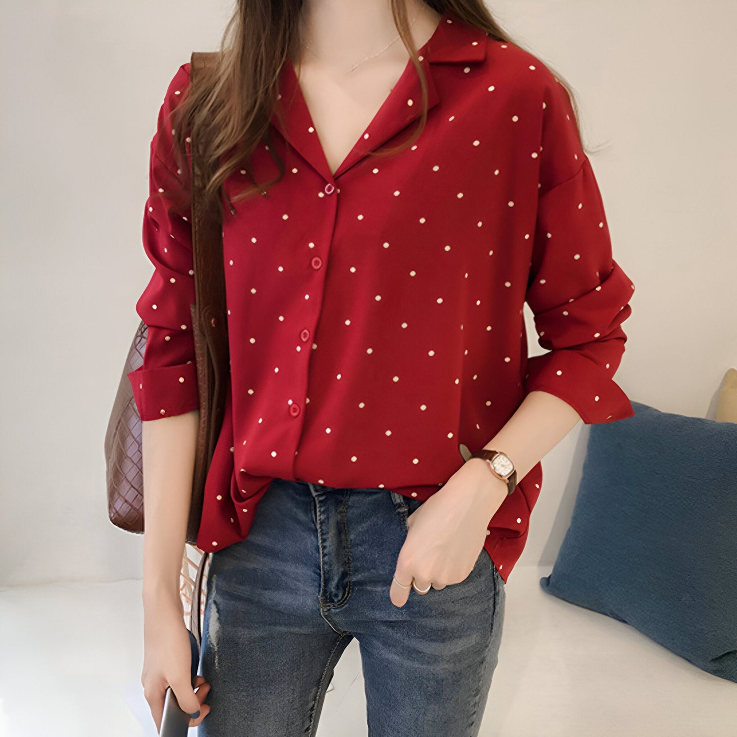 Leandra | Lekfull blus med polkagrisar