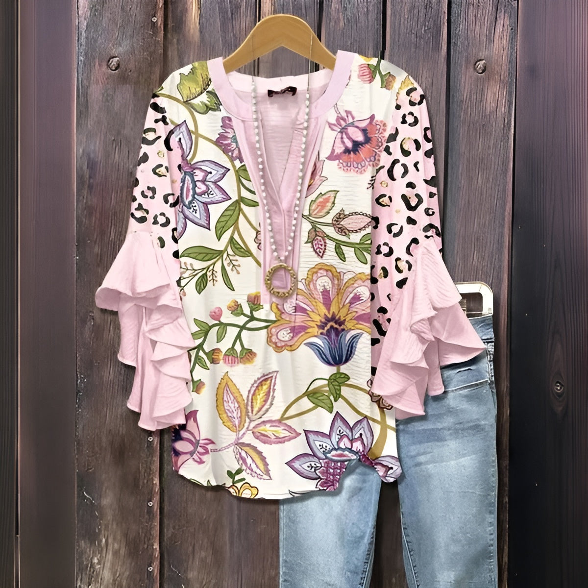 Elisabet | Avslappnad Blus Med Bladmotiv