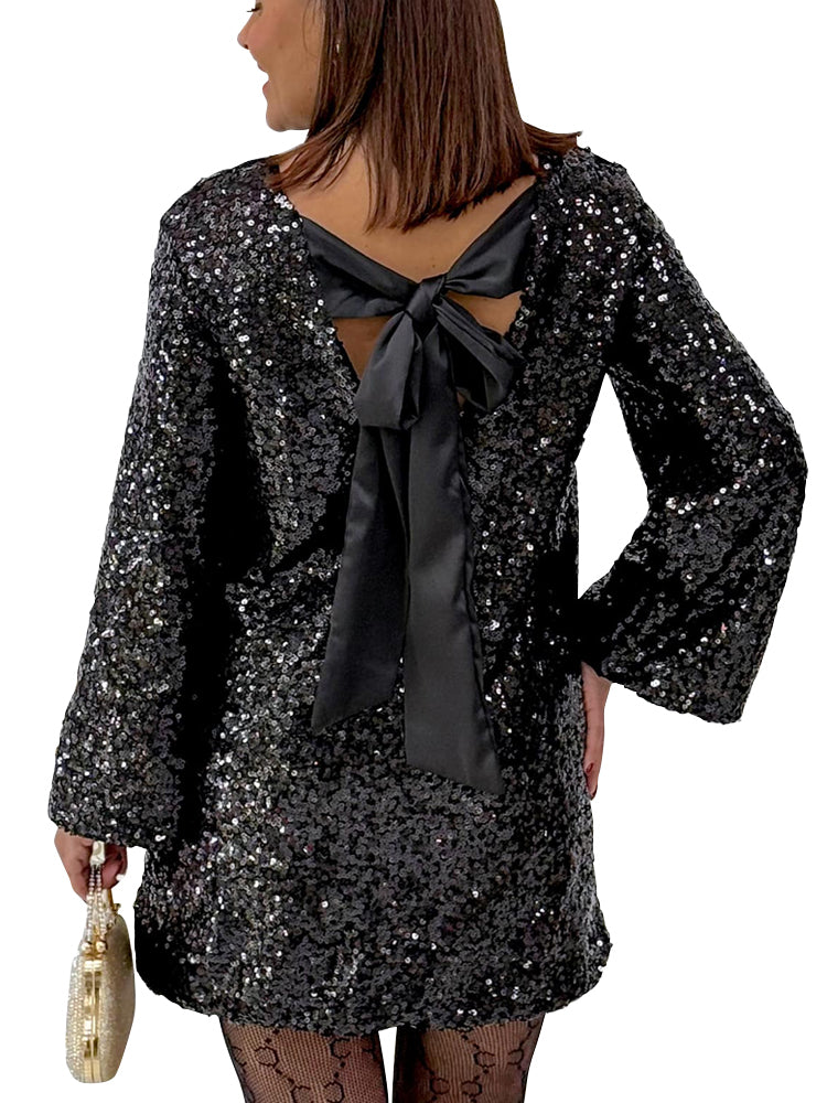 Nora | Elegant paljettklänning med rosett