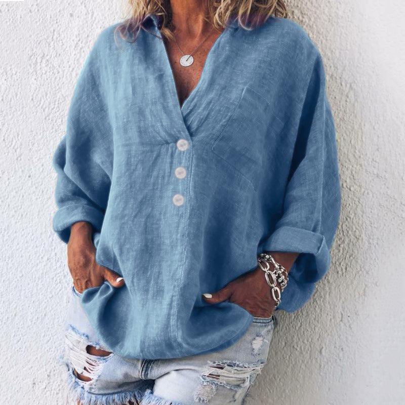 Holly | Exklusiv V-ringad Pullover i Linne – Lätt, Elegant och Stilren