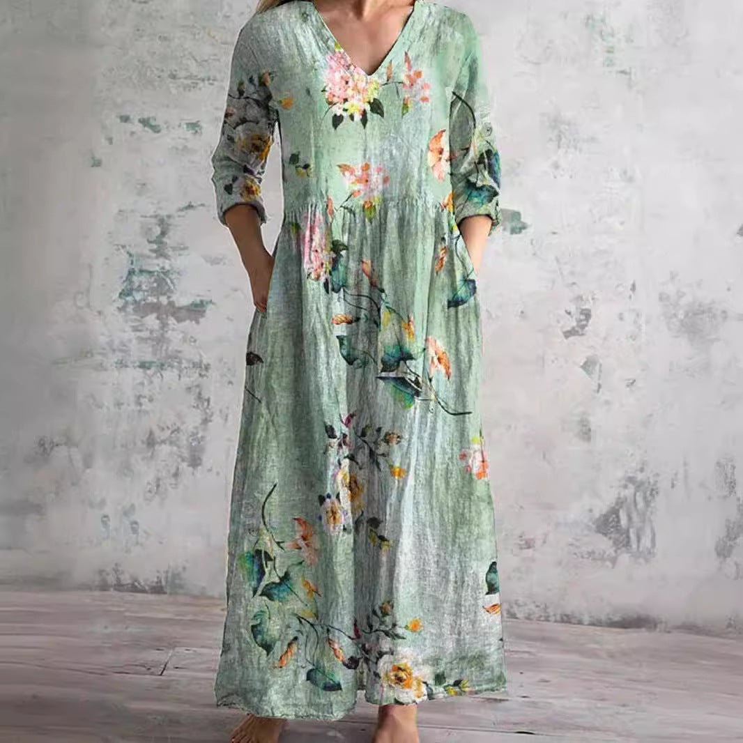 Helena | Elegant Blommig Sommarklänning I Hög Kvalitet