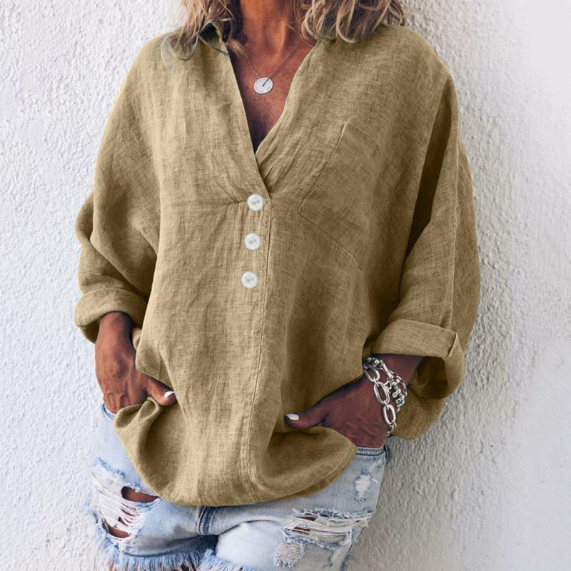 Holly | Exklusiv V-ringad Pullover i Linne – Lätt, Elegant och Stilren