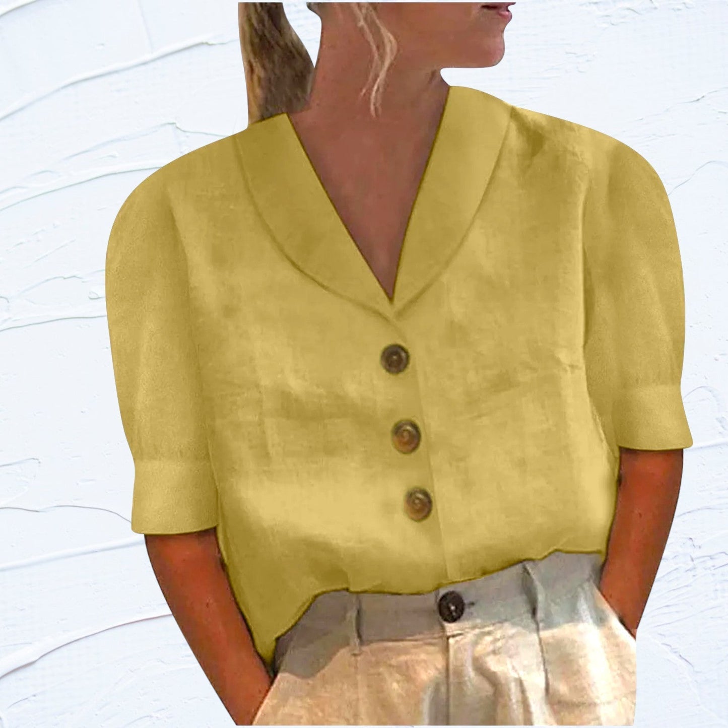 Veronika | Elegant Kragblus med Knappar för Tidlös Stil