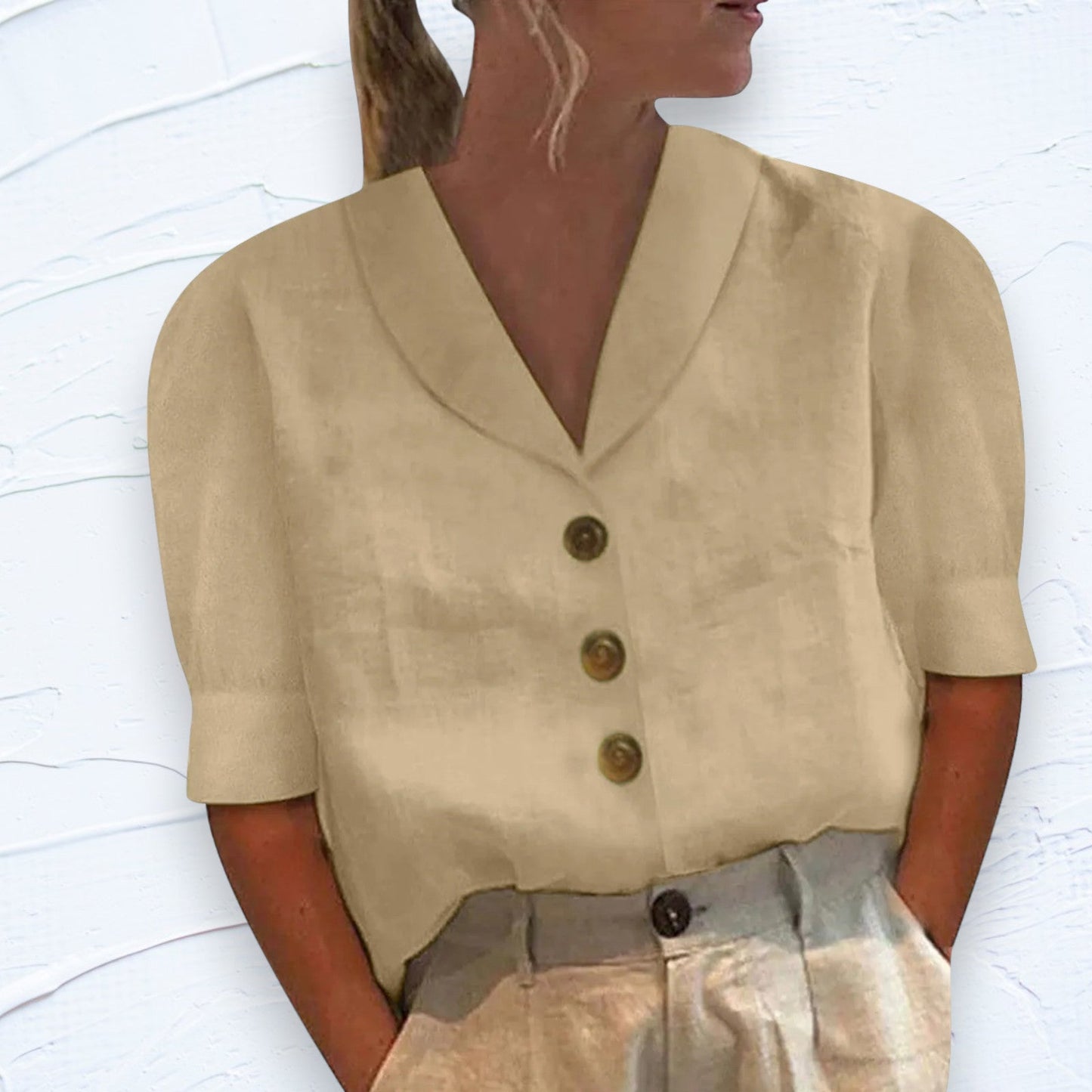 Veronika | Elegant Kragblus med Knappar för Tidlös Stil