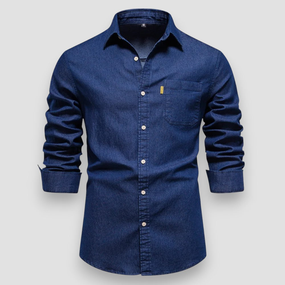 Oskar | Slim Fit Bomull Denim Skjorta – Stilren Passform & Tidlös Kvalitet