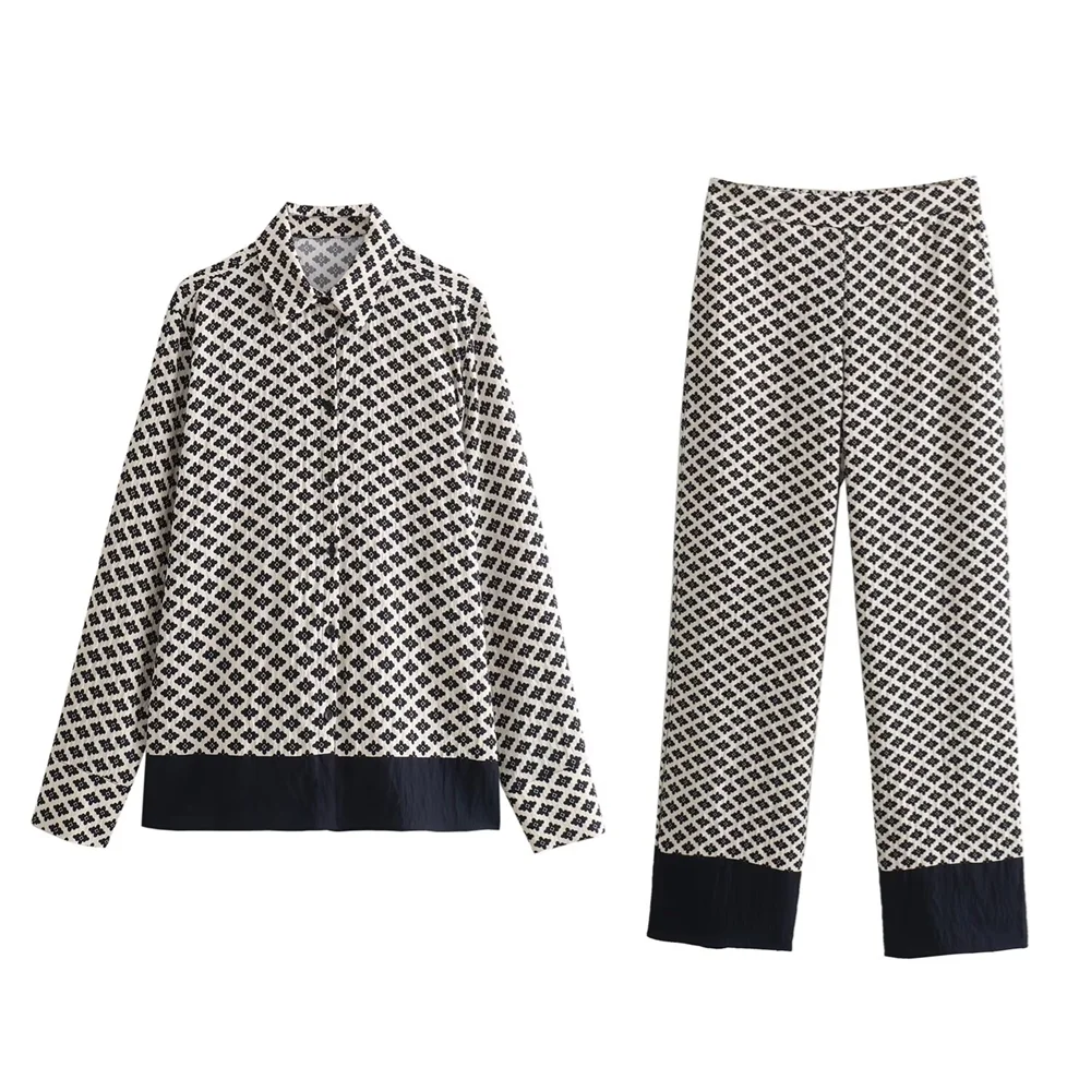 Linnea | Elegant Vårset För Damer – Blommig Skjorta Och Vida Byxor För En Trendig Look