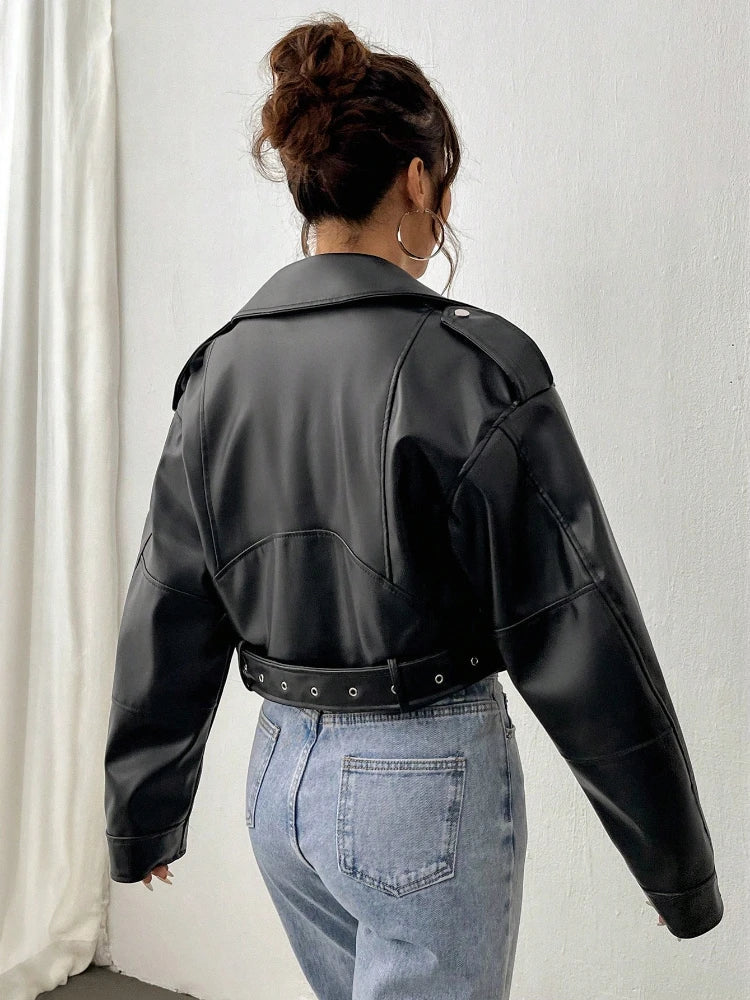 Sofia | Elegant & Kraftfull Läderjacka för Sofistikerad Stil