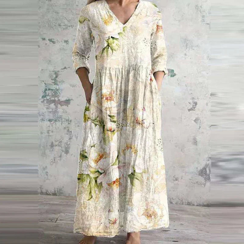 Helena | Elegant Blommig Sommarklänning I Hög Kvalitet