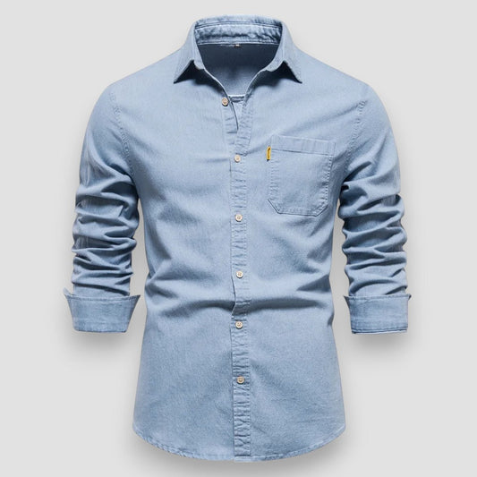 Oskar | Slim Fit Bomull Denim Skjorta – Stilren Passform & Tidlös Kvalitet