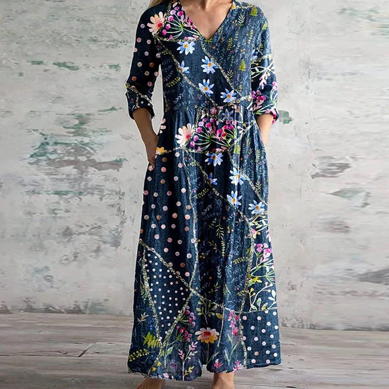 Helena | Elegant Blommig Sommarklänning I Hög Kvalitet