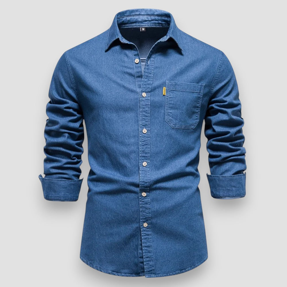 Oskar | Slim Fit Bomull Denim Skjorta – Stilren Passform & Tidlös Kvalitet