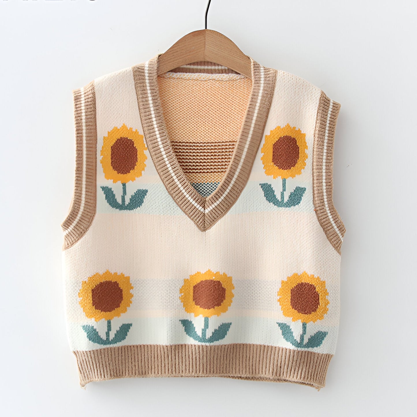 Aiden |Stickad väst i koreansk stil Pink Peach Blossom