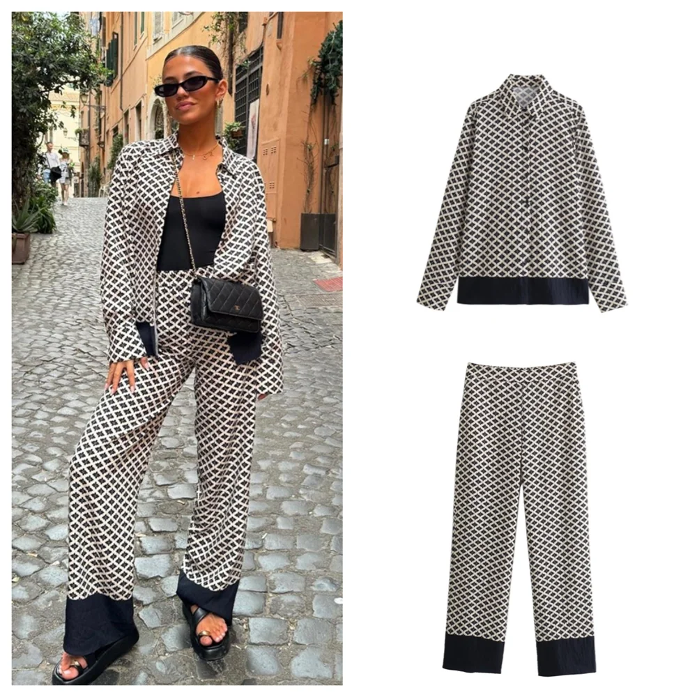 Linnea | Elegant Vårset För Damer – Blommig Skjorta Och Vida Byxor För En Trendig Look