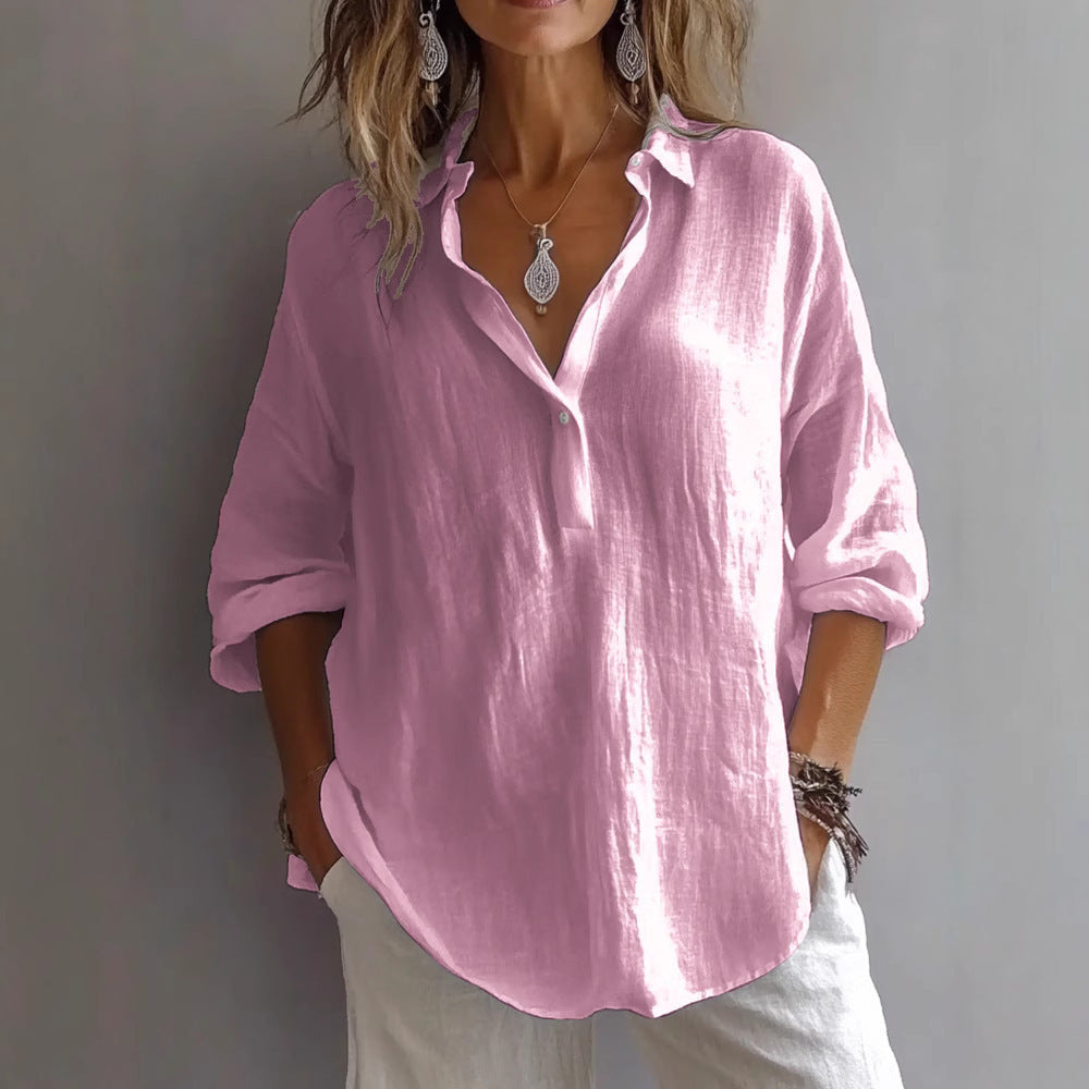 Lena | Luftig Casual Blus I Enfärgad Tidlös Design