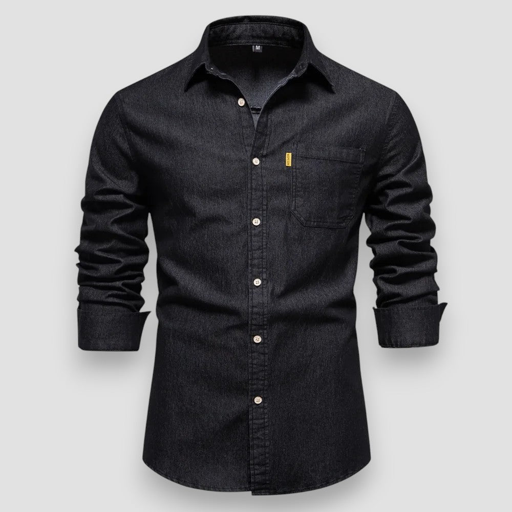 Oskar | Slim Fit Bomull Denim Skjorta – Stilren Passform & Tidlös Kvalitet