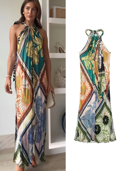 Clara -  Ladies Print Boho Midi Lösa klänninga