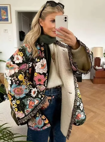 Shane - Blommig vinterjacka för kvinnor