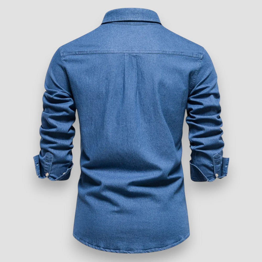 Oskar | Slim Fit Bomull Denim Skjorta – Stilren Passform & Tidlös Kvalitet